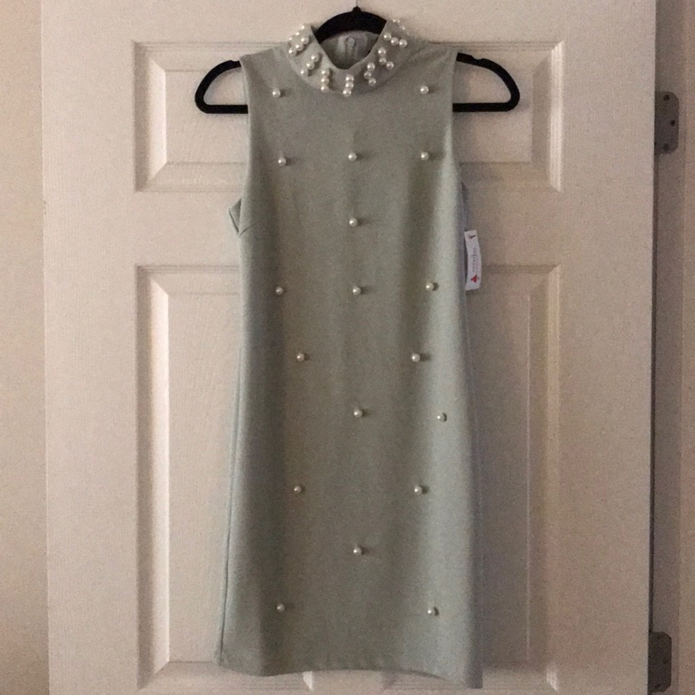 NWT mint colored, pearl embellished dress